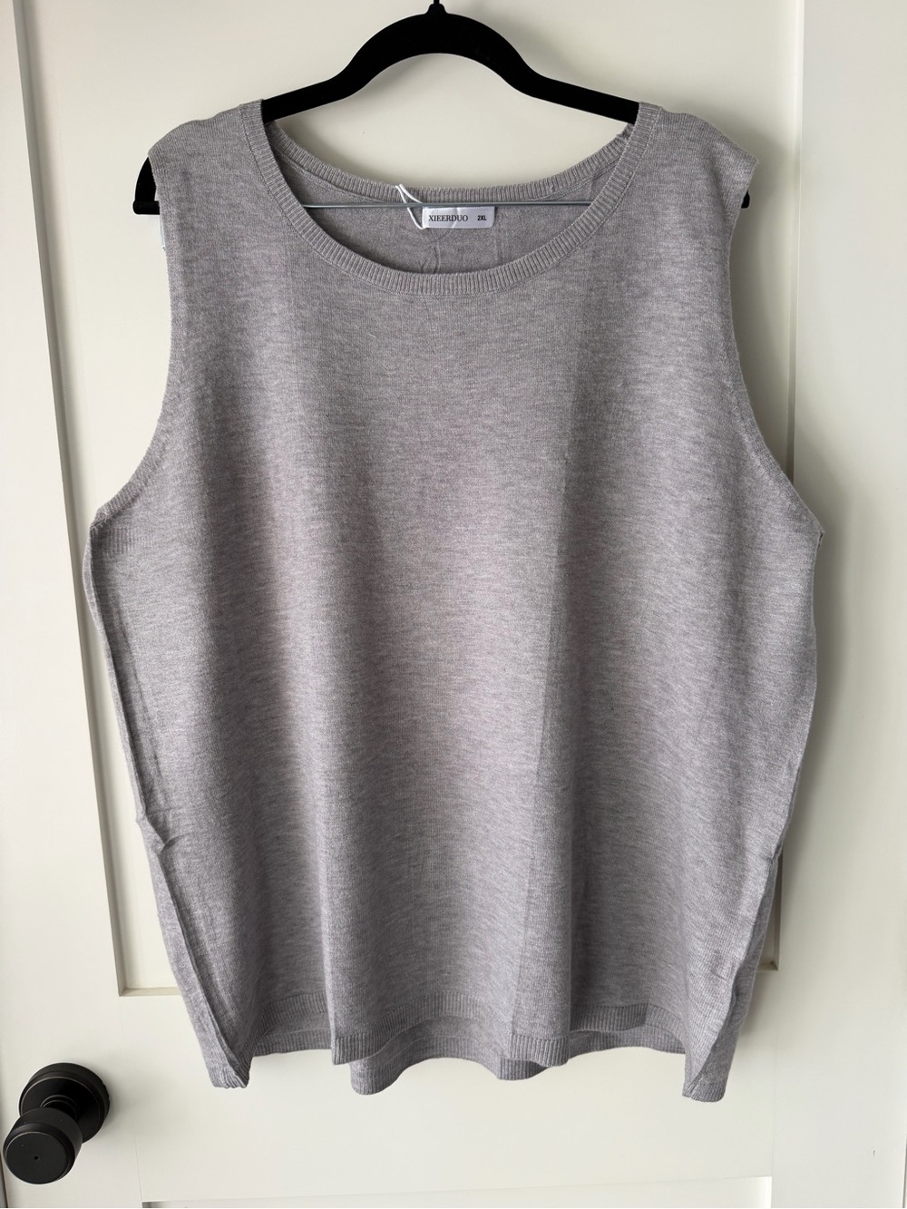 Knit Crewneck Tank Top - Light Gray